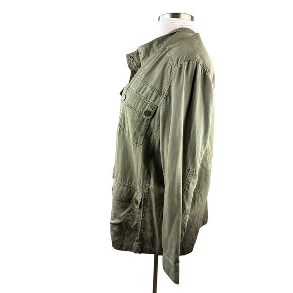 Lane Bryant Army Green Chambray Feel Utility Jacket Women's Plus Size 26/28 - Picture 10 of 14